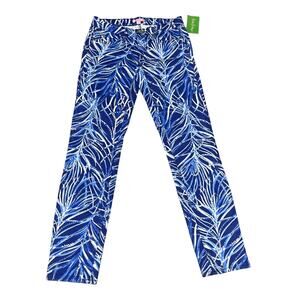Lilly Pulitzer South Ocean Skinny Crop Twilight Blue Early Riser Jeans Womens 00